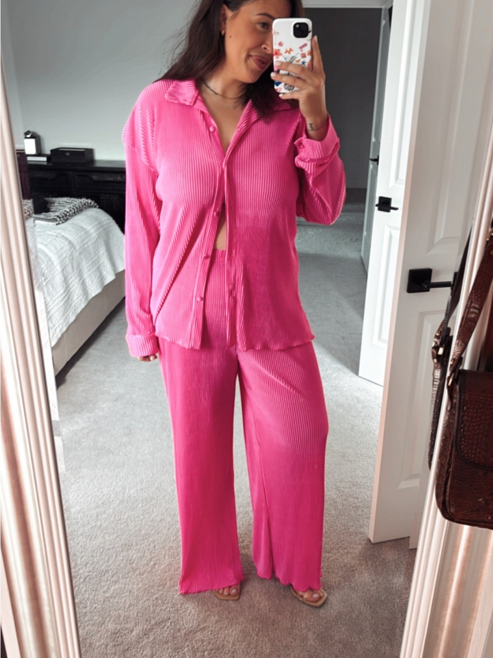 Amazon Women’s Ribbed Two-Piece Set in Bright Pink